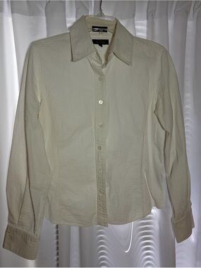 FACONNABLE White Cotton Seersucker Button Down Shirt size M